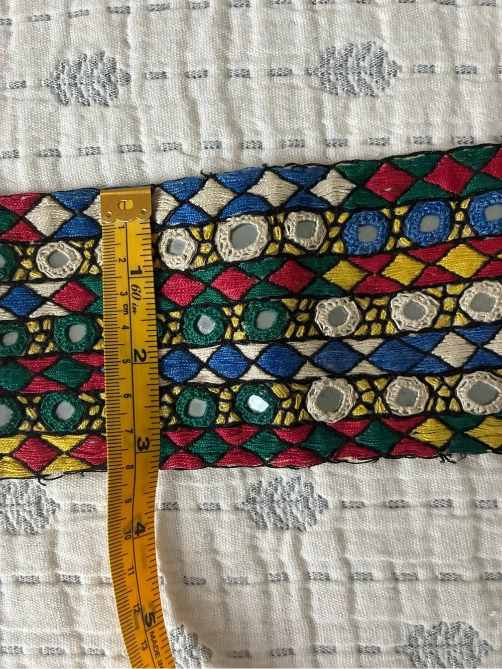 Vintage Embroidered Mirror Leather Boho Hippie Belt